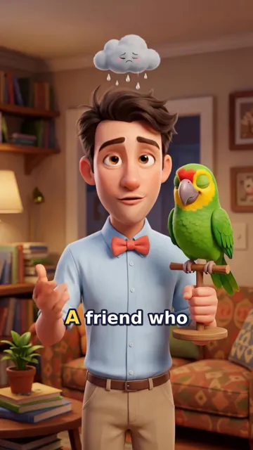 Lawrence with his talking parrot